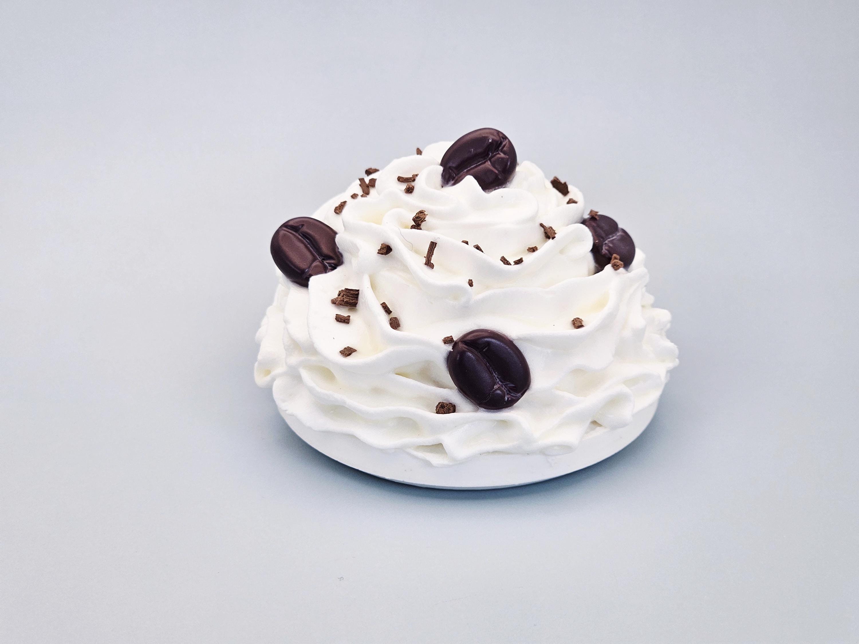 Coffee Bean Faux Whipped Cream Mug Topper – Handmade, Food-Safe, One-of-a-Kind, Fits 15oz FREE SHIP