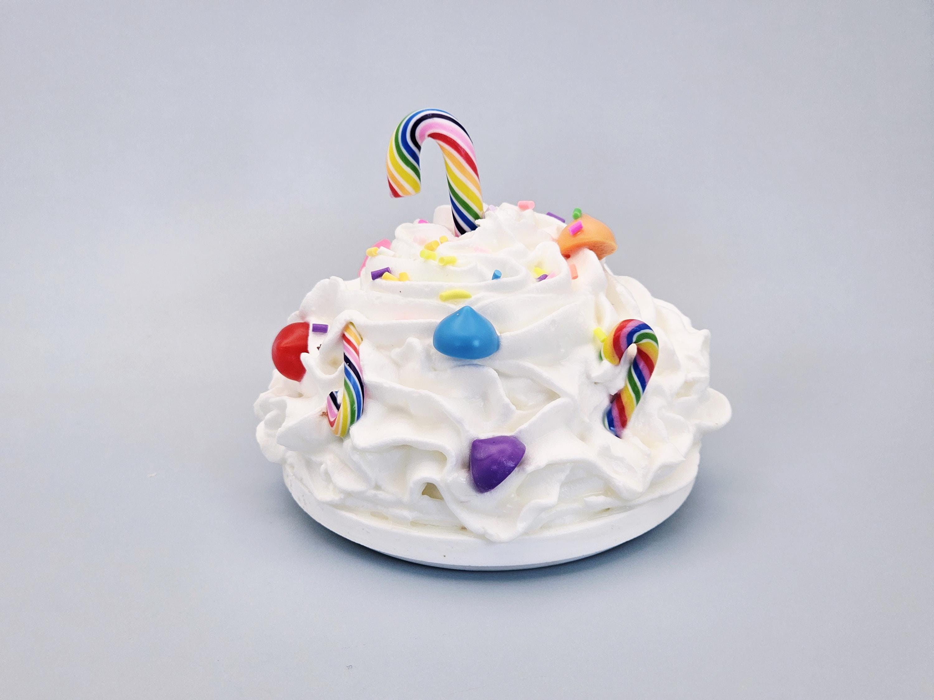 Candy Cane Faux Whipped Cream Mug Topper: Handmade Coffee Bar Decor