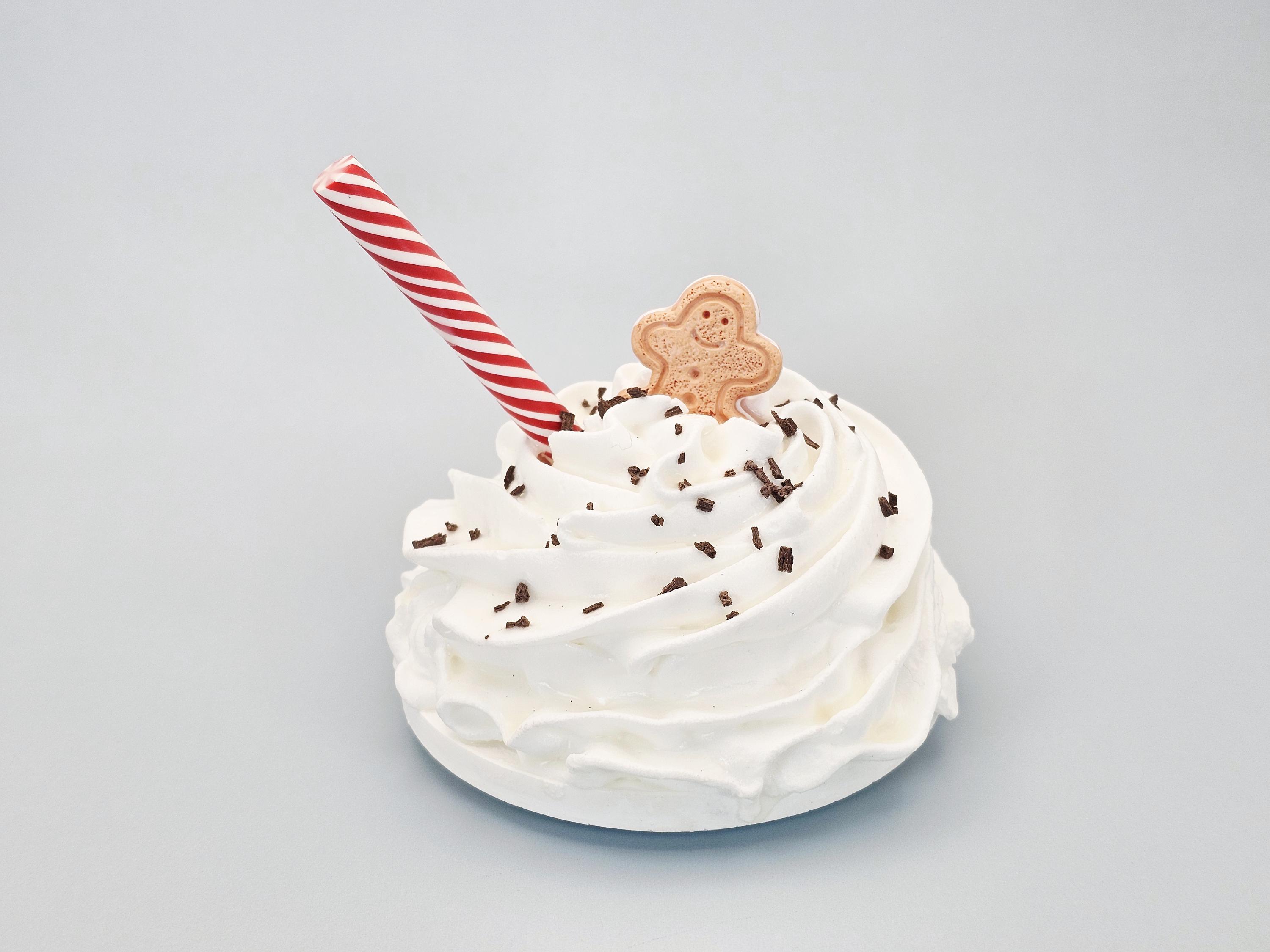Gingerbread Man Faux Whipped Cream Mug Topper: Holiday Cocoa Bar Decor