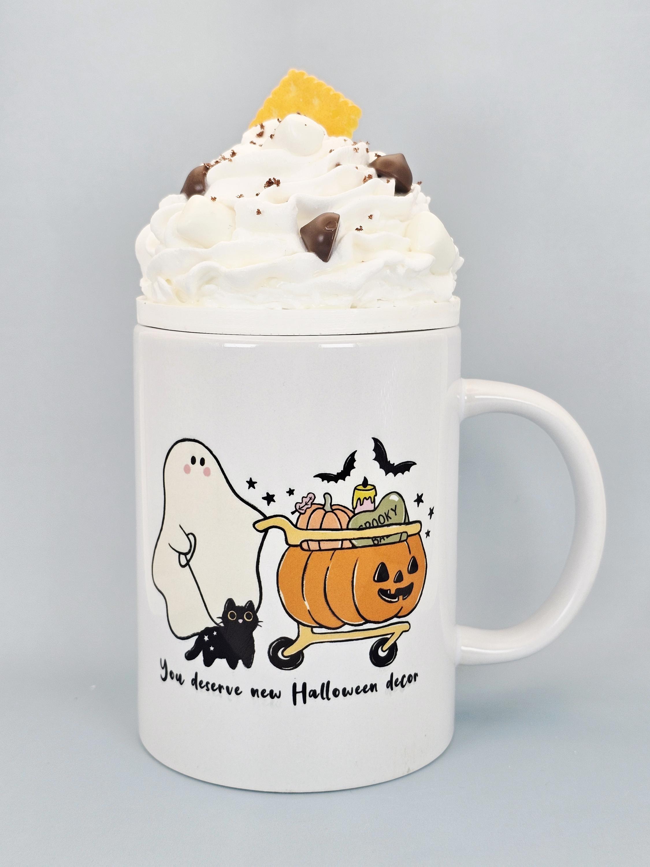 Halloween Coffee Mug – Ghost & Black Cat Cup – Funny Spooky Cute Gift - Thumbnail 3