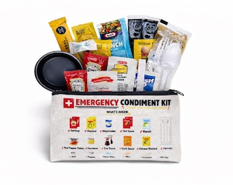 Kit de condiments d'urgence | Cadeau drôle pour les amateurs de nourriture | Kit de survie à emporter | Nouveauté Road Trip