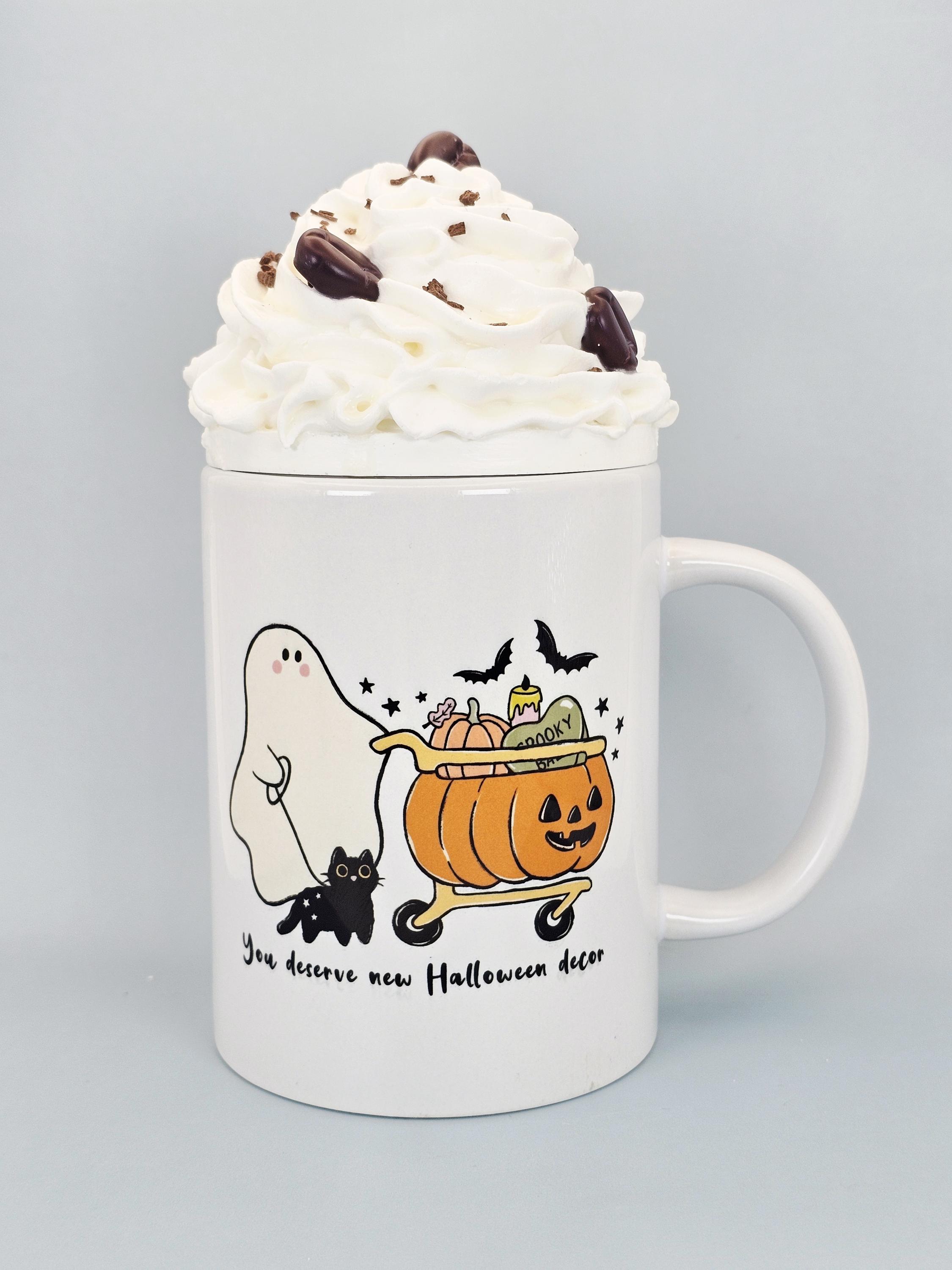 Halloween Coffee Mug – Ghost & Black Cat Cup – Funny Spooky Cute Gift - Thumbnail 4