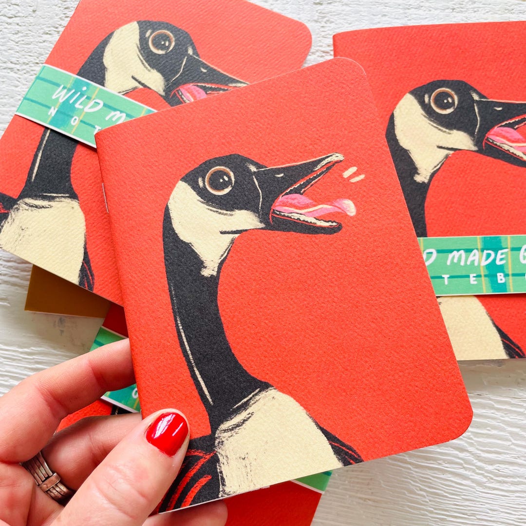 Notebook Goose Angry Canada Goose Notebook: Handmade Pocket Journal, Canadian Art ...