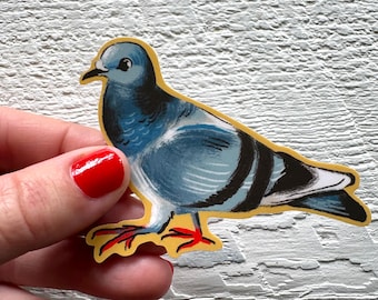 Neutral pigeon Sticker, vinyl decal, illustrated Waterproof, adventure city birds, Canadian birds, birding, funny quote friend gifts, local