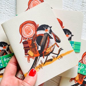 Carnet de randonnée Mésange à tête noire, bloc-notes, journal d'observation des oiseaux, notes vierges, journal intime, petit cadeau illustré d'art canadien, carnet de poche fait main
