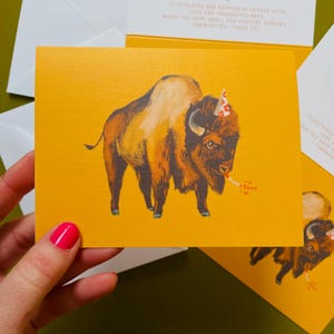 Carte de correspondance avec finition lin bison, voeux d'amour amical, enveloppe incluse, carte stationnaire, carte de correspondance vierge jaune, fabriquée au Canada