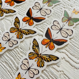 Moth and butterflies sticker, clear sticker, nature sticker, boho moths, gender neutral, tall sticker, butterfly illustration image 8