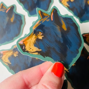 Black bear sticker, norther American bears, nature stickers, vinyl sticker, illustration goods, wild made, made in Canada, waterproof