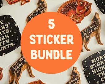 5 vinyl stickers, sticker bundle pack, sticker bundle, vinyl decal , gift set, unique vinyl sticker, sticker set gift grouping