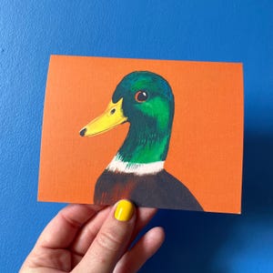 Carte pour notes finition lin canard colvert, voeux doux, enveloppe incluse, note d'amitié, citation animal heureux, cadeaux d'observation d'oiseaux de canards colorés