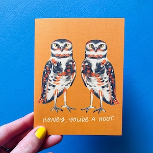 Carte pour notes finition lin citation hibou, voeux doux, enveloppe incluse, note d'amitié, citation animal mignon, art de carte d'anniversaire oiseaux colorés