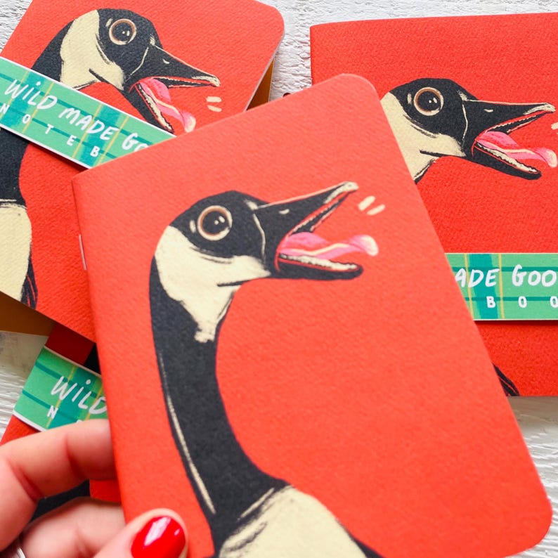 Notebook Goose Angry Canada Goose Notebook: Handmade Pocket Journal, Canadian Art ...
