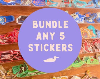 5 vinyl stickers, sticker bundle pack, sticker bundle, vinyl decal , gift set, unique vinyl sticker, sticker set gift grouping