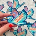 Flying heron sticker, neutral bird stationary, vinyl decal, retro vintage colour, bird quotes, scratch proof, wild made goods, Canadian art product logo