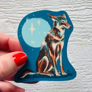 Blue Coyote sticker, vinyl stickers, waterproof sticker, sketch blue, nature sticker,  theme sticker, neutral sticker, Canadian made goods
