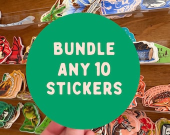 10 Vinyl Sticker Bundle, Matte Waterproof Decals, custom selection stationery, Canadian Art, stickers, bird stickers illustrated, nature