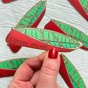 Retro red canoe, neutral camp decal, calm quote, water sport lake, vinyl decal, classic wooden canoe gifts, neutral stationary sports art