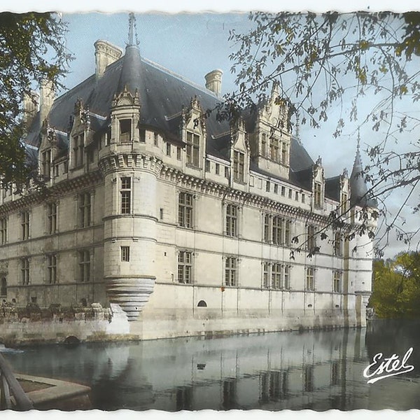 Château d'Azay-le-Rideau France, Vintage Postcard, Romacolor-RPPC