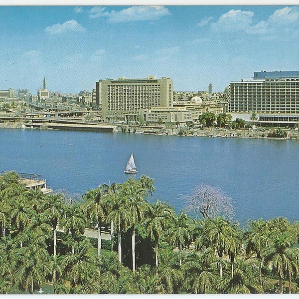 Cairo Egypt, Vintage Postcard, View on the Nile, 1960s