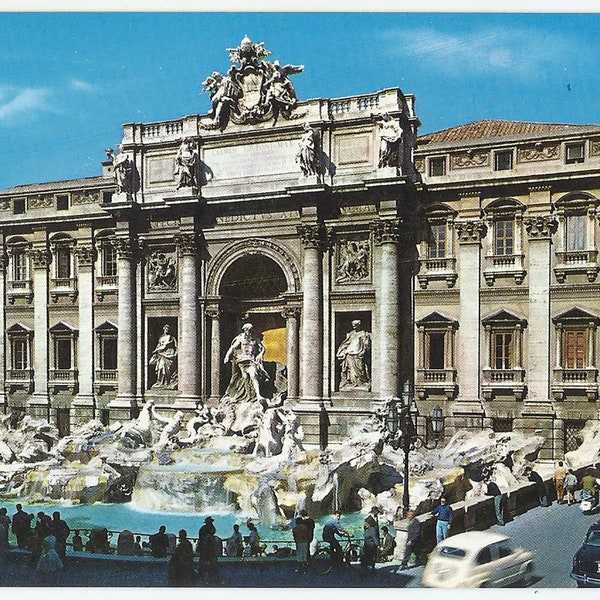 Rome Italy, Vintage Postcard, The Trevi Fountain, Kodak Ektachrome Print