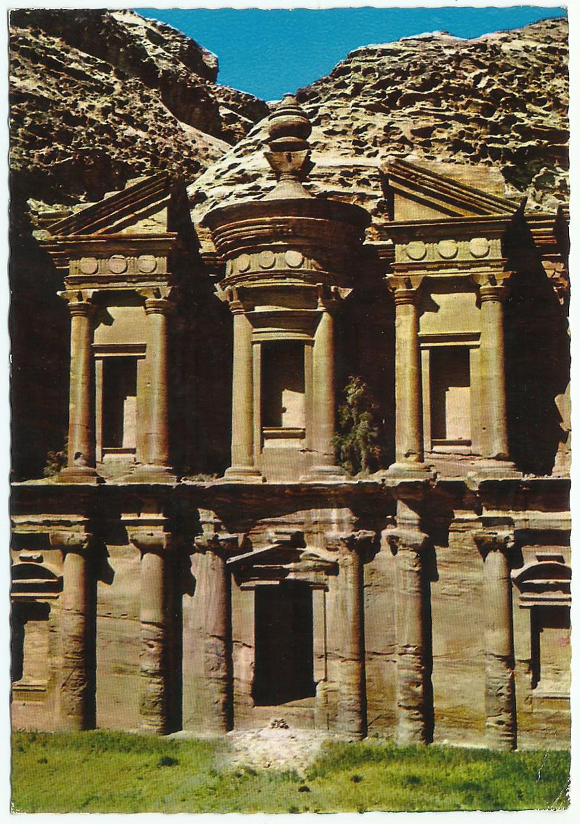 Petra Jordan Vintage Postcard Monastry in Archaeological picture pic