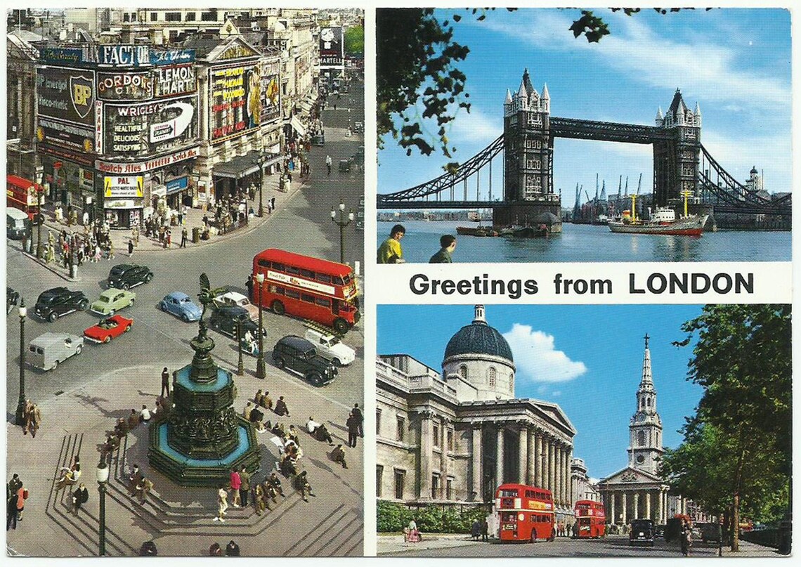 Greetings from London Vintage Postcard 3 Views Etsy