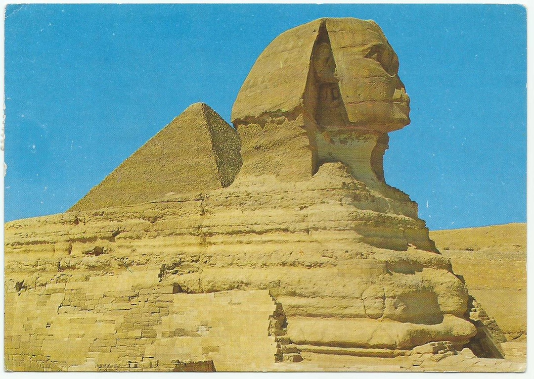 Giza Egypt Vintage Postcard the Great Sphinx and the Pyramid - Etsy
