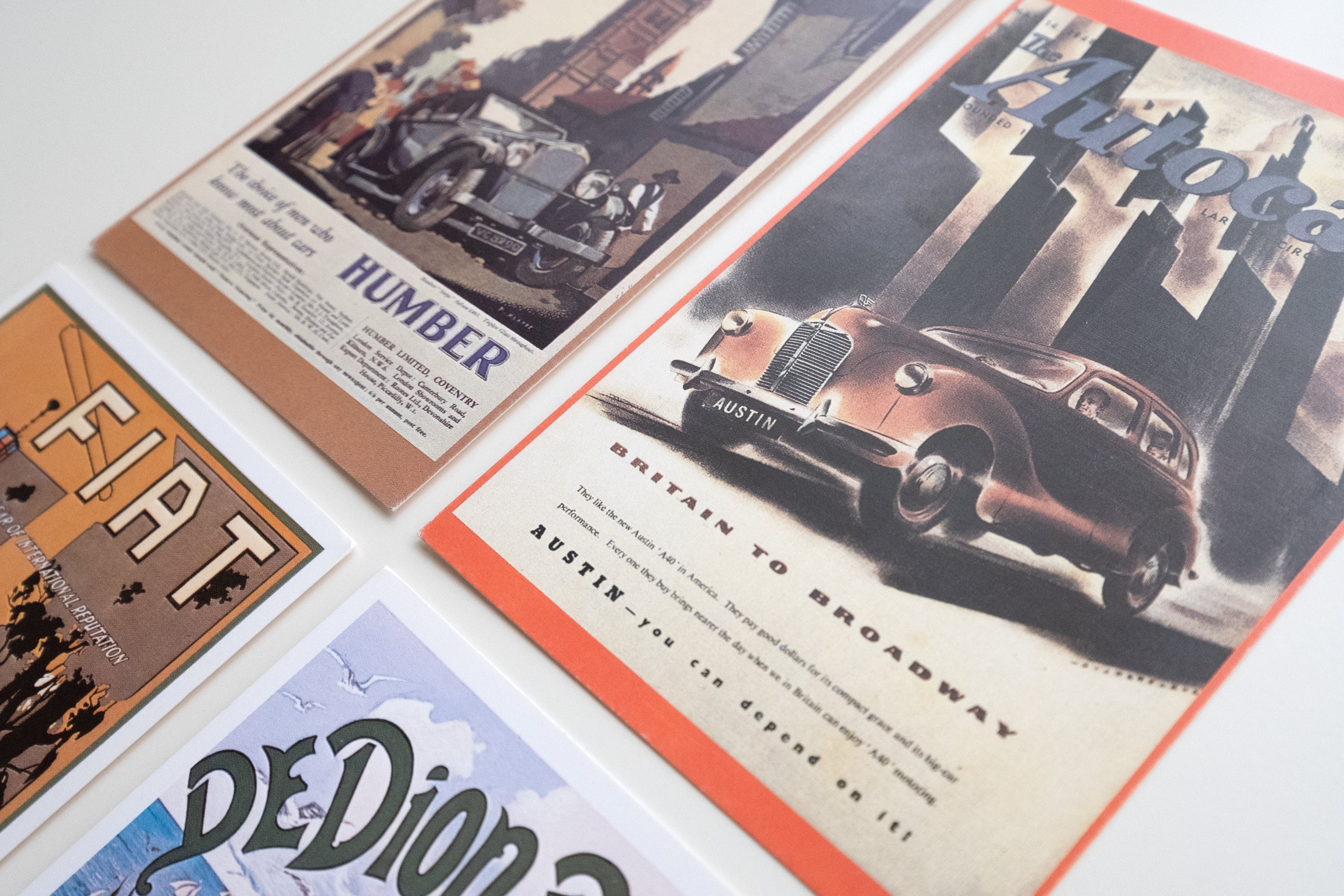 Classic Car Ads-posters-illustrations 4 Vintage Postcards - Etsy