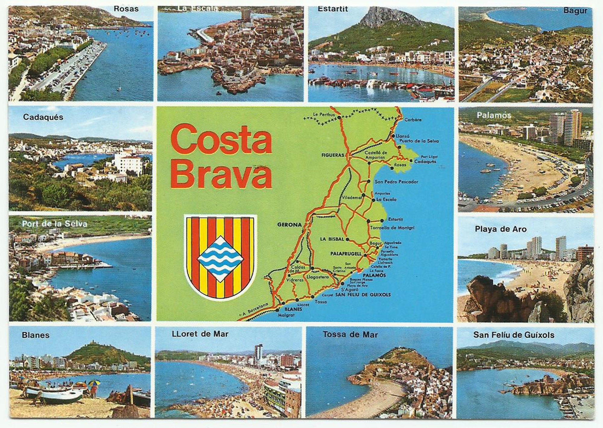 Costa Brava Spain Vintage Postcard 12 Views and Map - Etsy Hong Kong