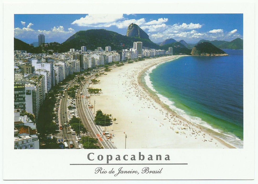 Copacabana Beach Brazil Vintage Postcard Rio De Janerio