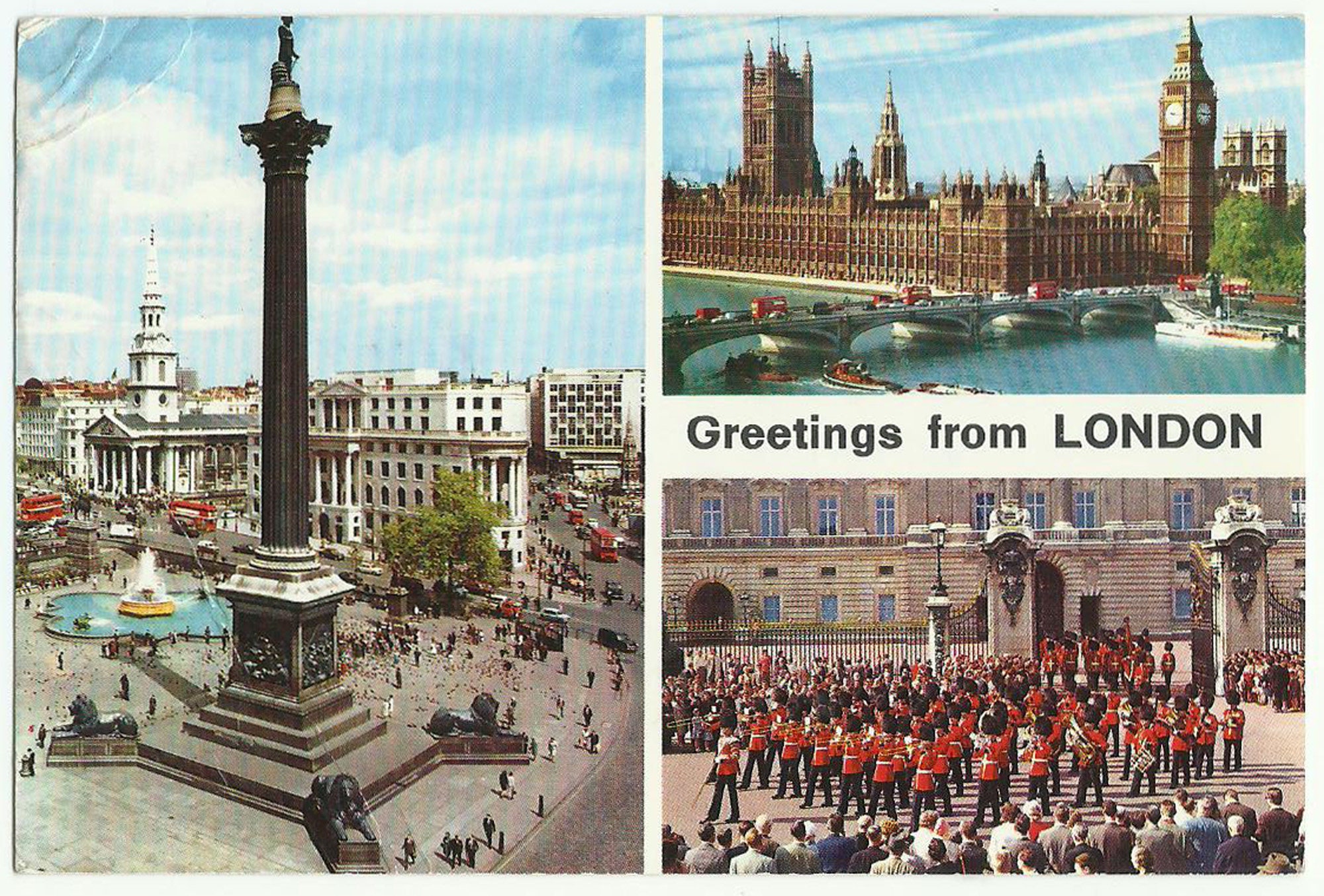 Greetings from London Vintage Postcard 3 Views 1975 Etsy