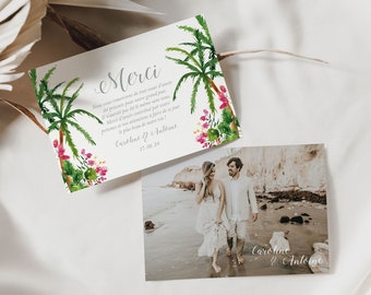 Boho chic wedding thanks, Exotic wedding thanks, Printable thank you card, Watercolor, Palm trees, Logo, PALM SPRINGS