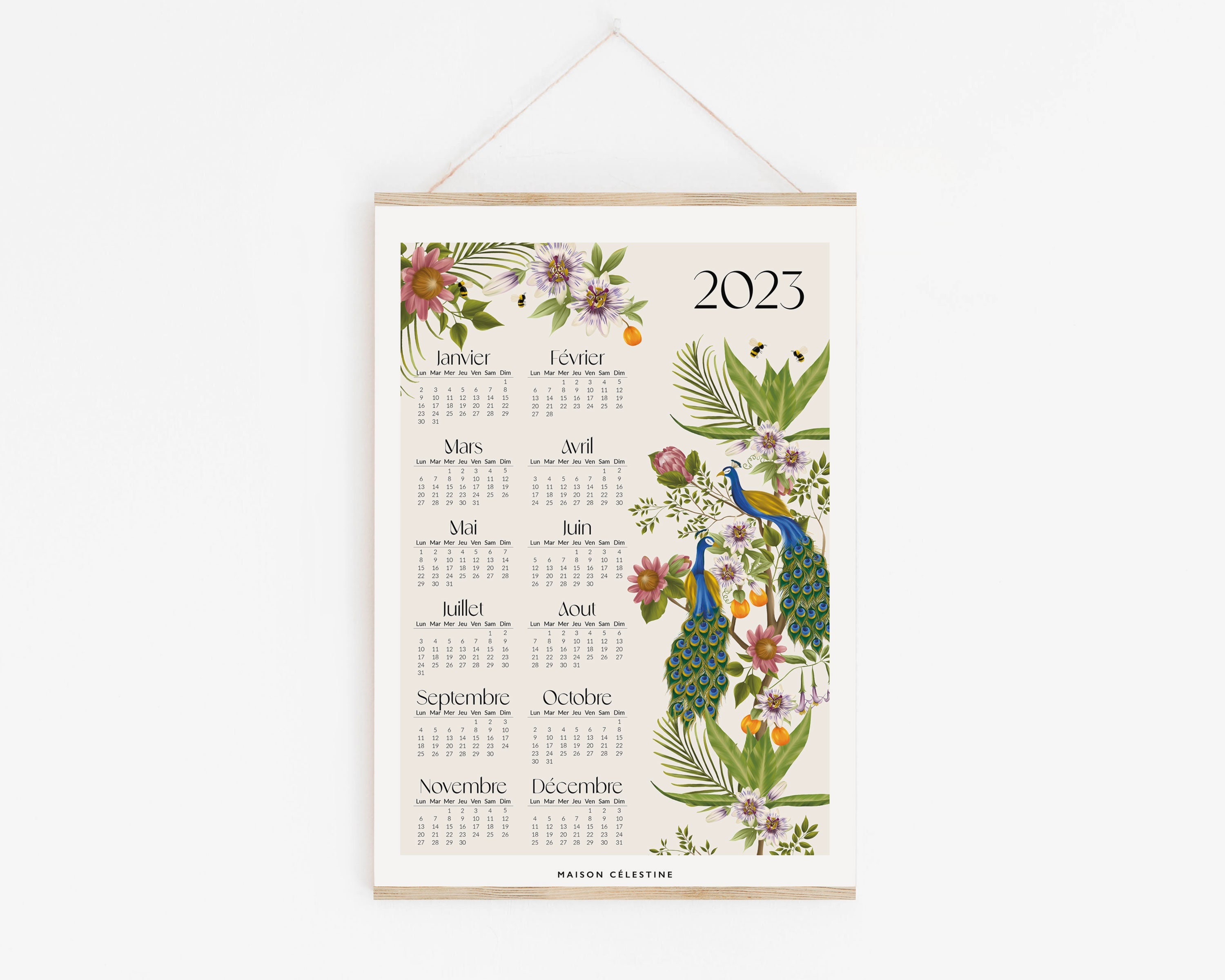 2023 Calendar Poster Botanical Illustration Illustrated Wall - Etsy