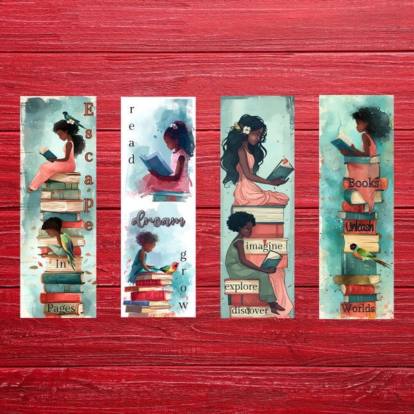 Empowering Black Girls: Digital Bookmarks, Inspirational & Artistic, Perfect for Readers
