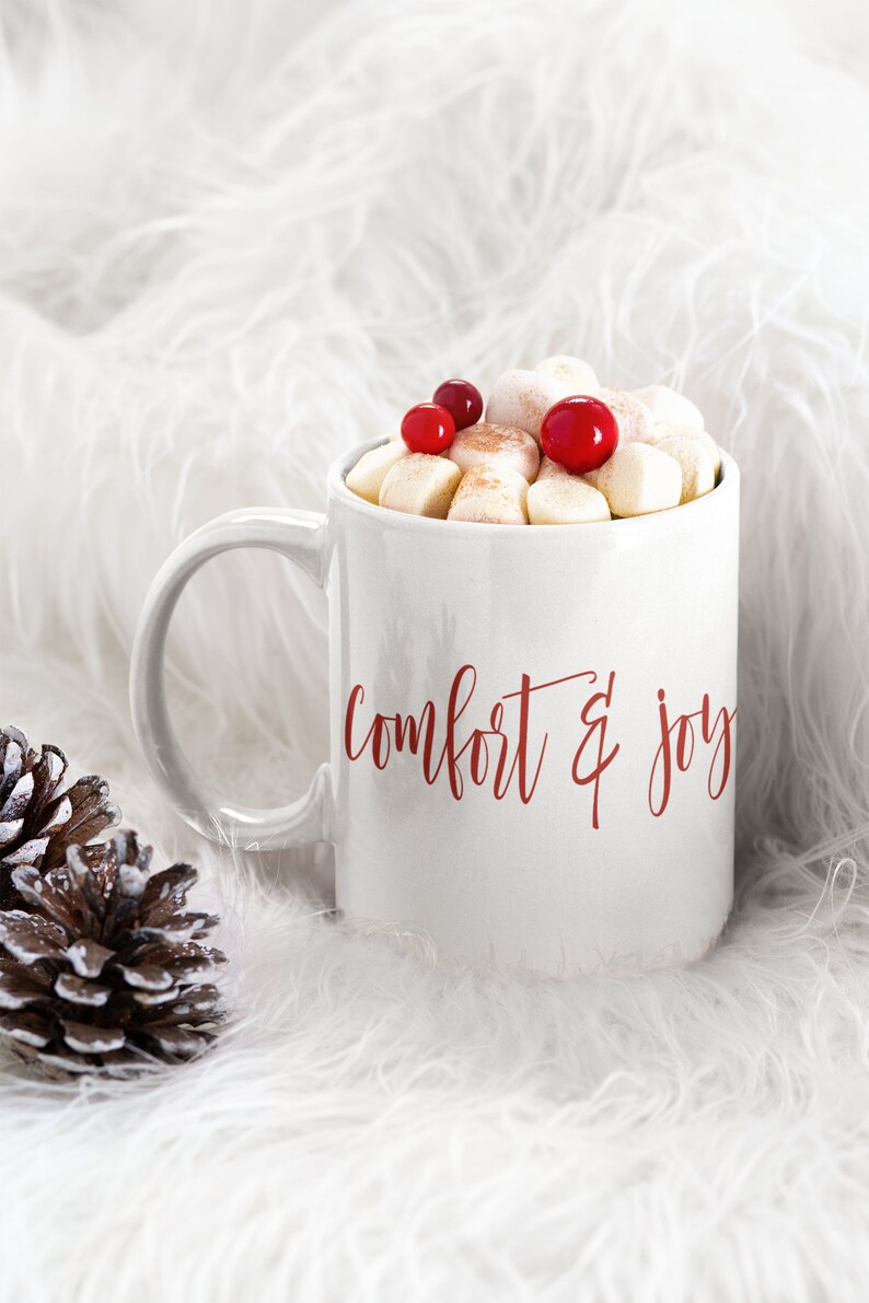 Comfort And Joy Mug Holiday Coffee Mugs Xmas Mugs Large Etsy