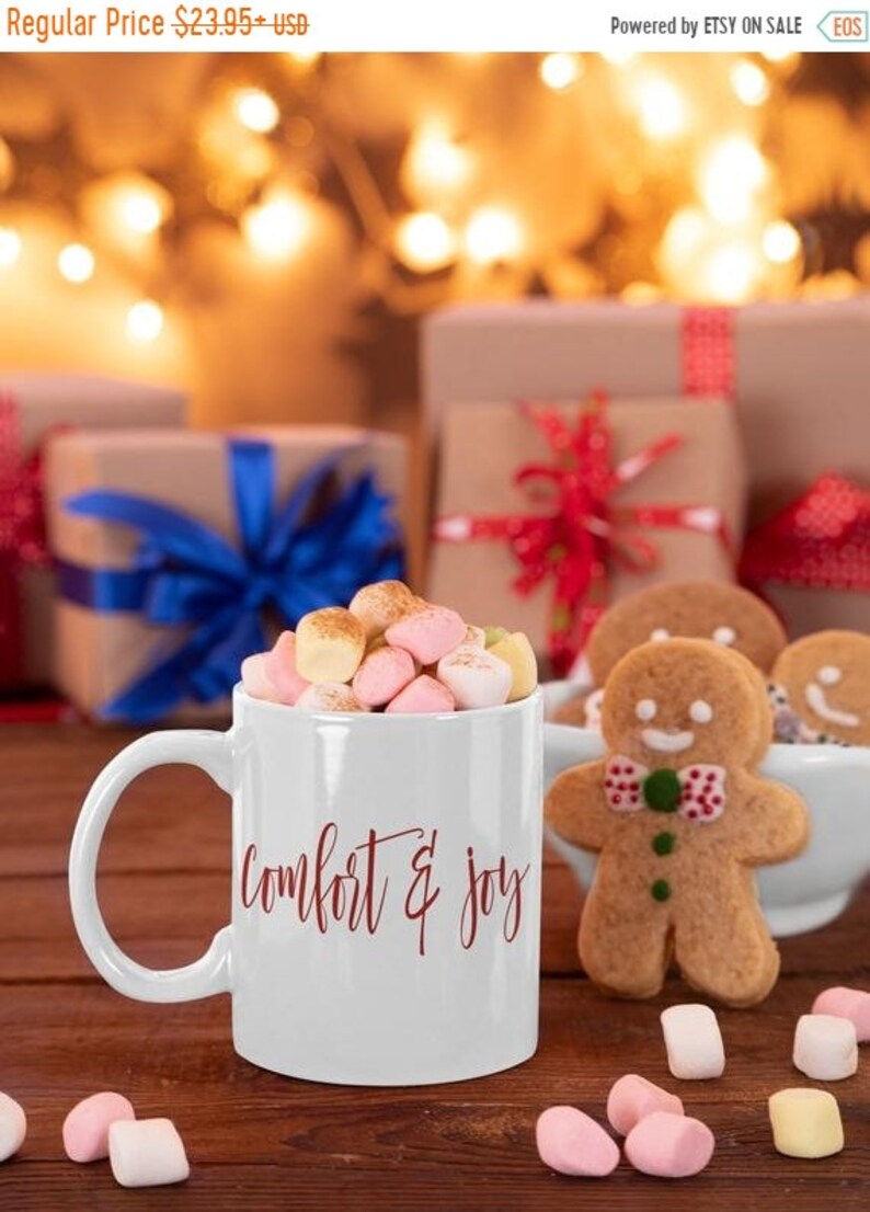 Comfort And Joy Mug Holiday Coffee Mugs Xmas Mugs Large Etsy