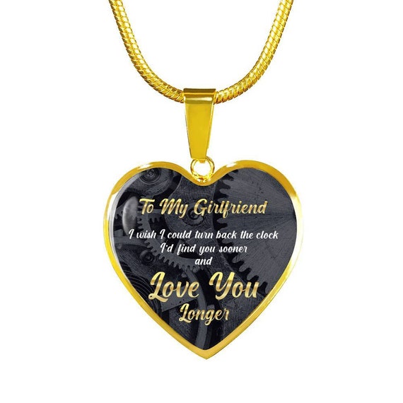 To My Girlfriend Gold Heart Necklace Valentines Day Gift for Her