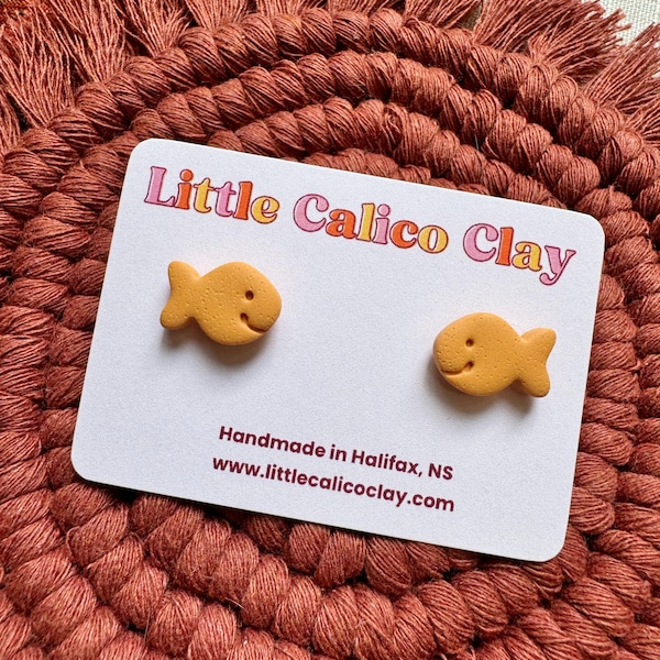 Goldfish Cracker Polymer Clay Stud Earrings | Teacher Clay Earrings | Clay Studs | Cute Clay Earrings | Teacher Gifts | Clay Earrings Canada