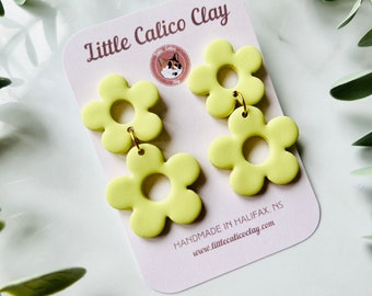 Groovy Flower Polymer Clay Dangle Earrings | Flower Clay Earrings | Spring Clay Earrings | Cute Clay Earrings | Clay Earrings Canada