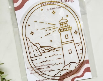 Lighthouse Rainbow Window Cling | Rainbow Suncatcher | Lighthouse Decor | Suncatcher Window Cling | Rainbow Window Sticker | Cute Home Decor