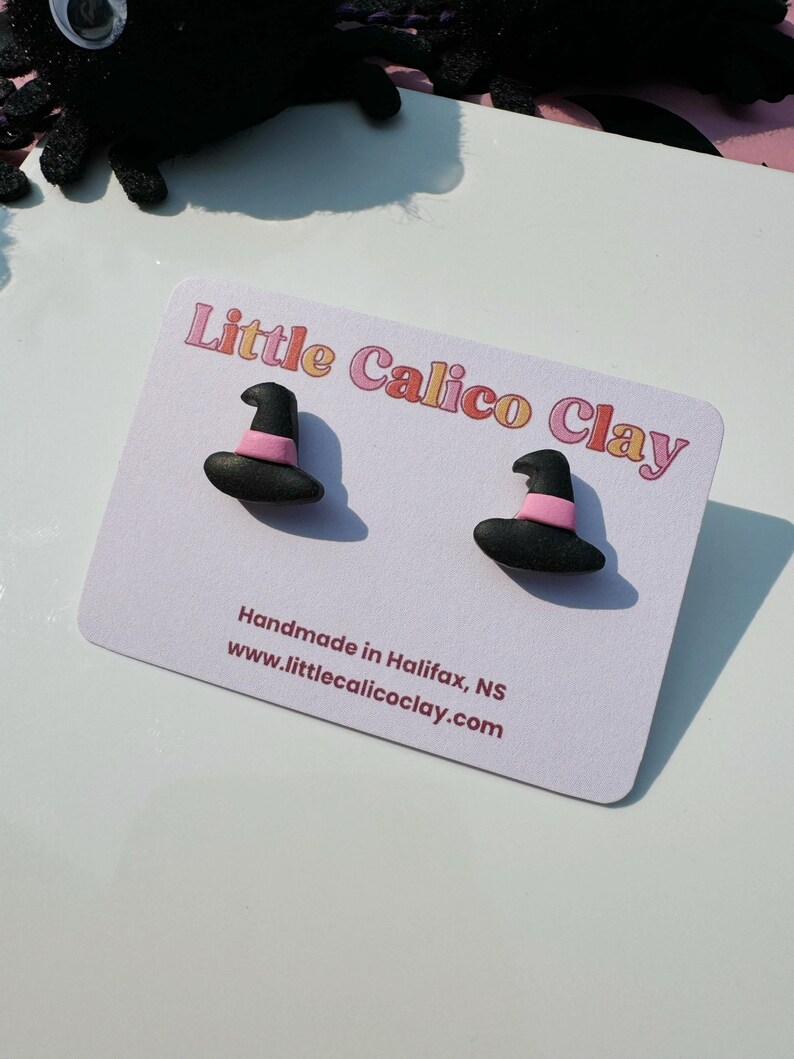 Witch Hat Polymer Clay Stud Earrings Halloween Clay Earrings Witch Clay