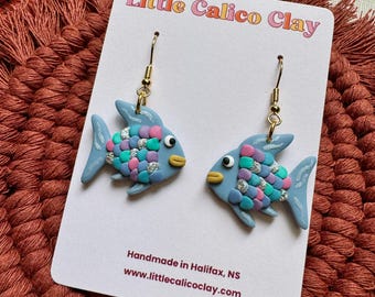 Rainbow Fish Polymer Clay Dangle Earrings | Teacher Clay Earrings | Cute Clay Earrings | Clay Earrings Canada | Teacher Gift Ideas