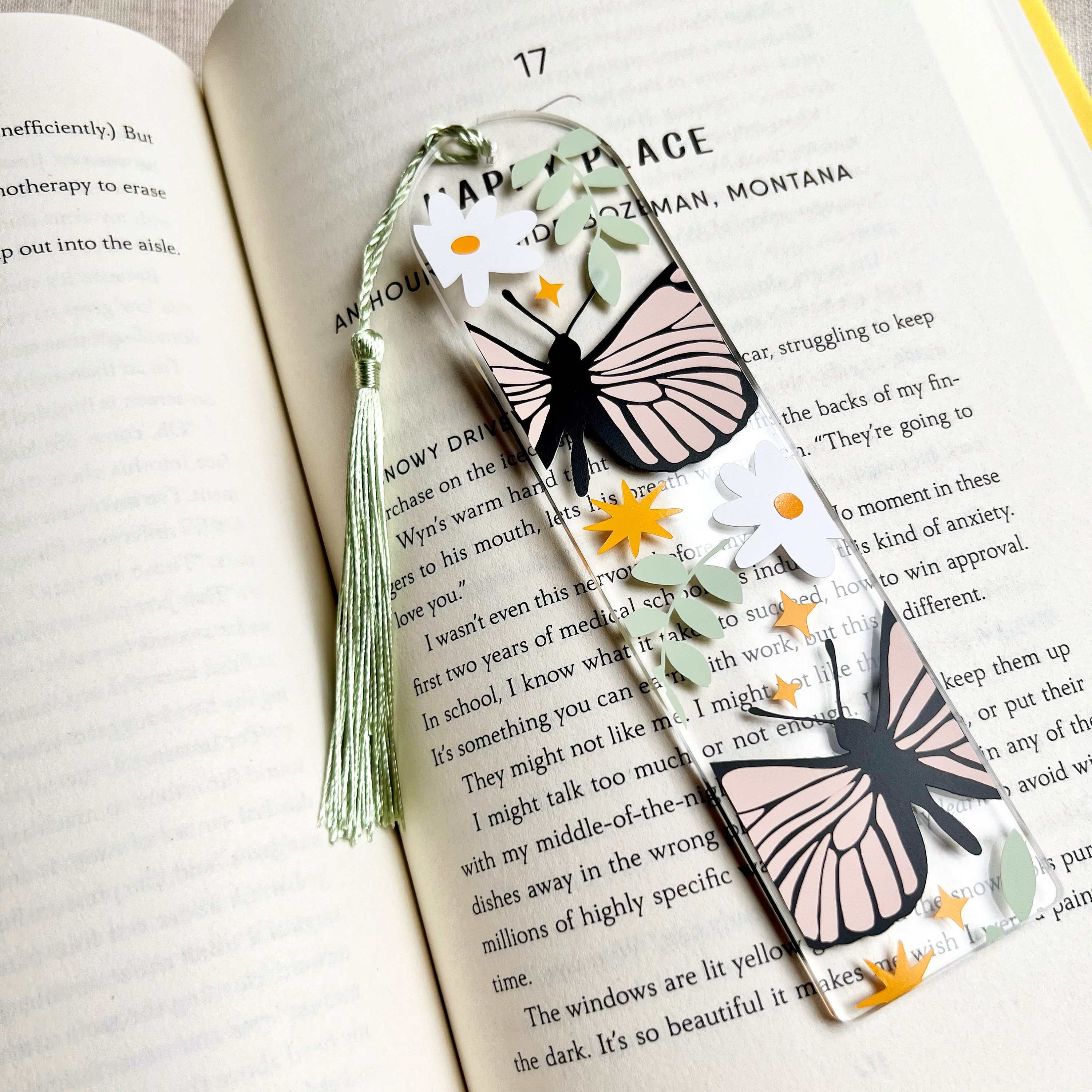 4pc Cute Butterfly On Flower Exquisite Paper Bookmarks Book Markers Readers  Gift