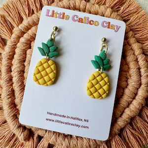 Pineapple Polymer Clay Dangle Earrings | Fruit Clay Earrings | Summer Clay Earrings | Pineapple Clay Earrings | Clay Earrings Canada