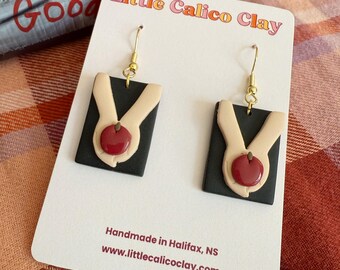 Vampire Novel Polymer Clay Dangle Earrings | Halloween Clay Earrings | Fall Clay Earrings | Bookish Clay Earrings | Clay Earrings Canada