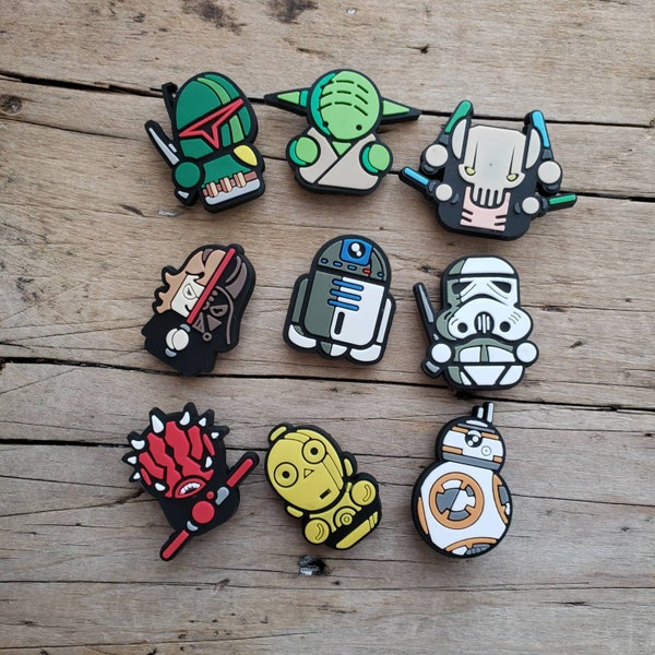 9PC Star Wars Shoe Charms - Cartoon Charms - Character Shoe Charms - Kids Shoe Charms - Holiday Charms - Back to School Shoe Charms