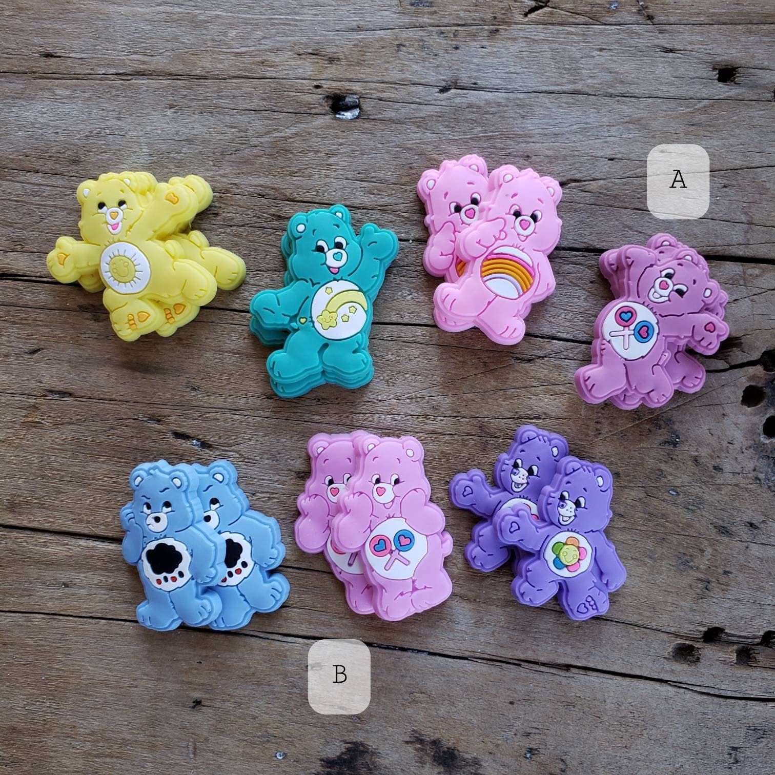 Care Bear Set of 2 - Not Shoe Charms - PVC Resin - Flatback - Charact…