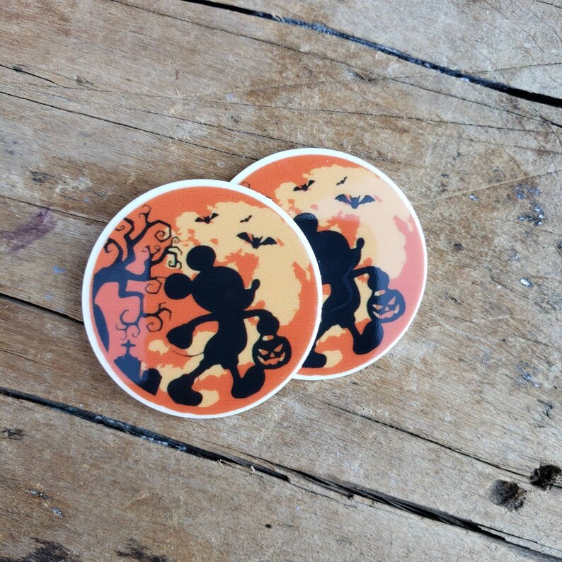 Bow Supply Embellishment Character Halloween Mickey Minnie Ears Set of 2 Planar Resin Brooches Resin Flatback Supplies
