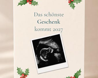 Anuncio de embarazo para Navidad | Anuncio digital de bebé | Imagen de ecografía personalizada | Regalo de Navidad para anunciar el nacimiento del bebé