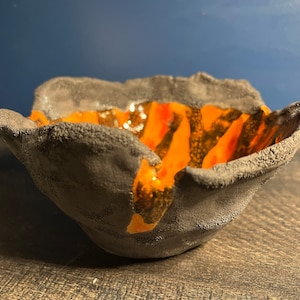 Handmade Volcano Art Bowl: Mauna Loa Ceramic Pottery